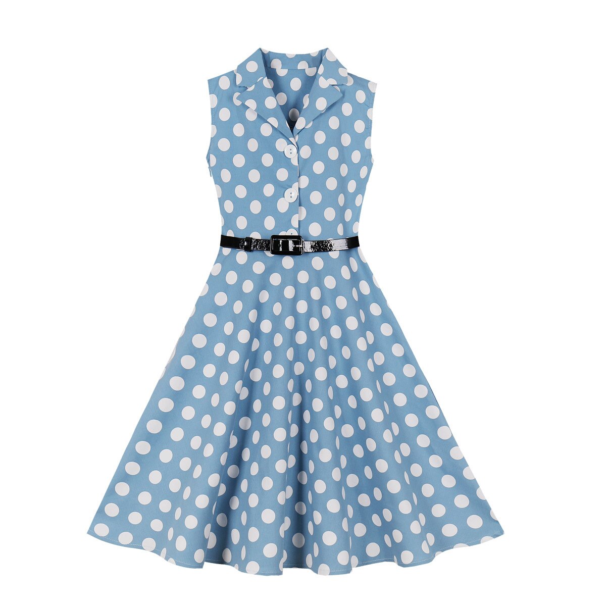 Kids Girls Vintage Dress With Belt V-Neck Polka Dots Rockabilly Cocktail Party 1950s 40s Swing Dress Summer Dress