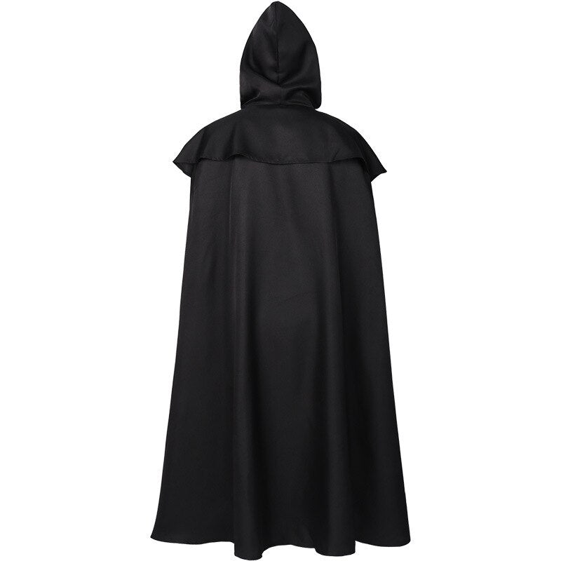 Men Tunic Hooded Robe Cloak Knight Cosplay Costume Wizard Vampire Robe Cloak Cape Fancy Halloween