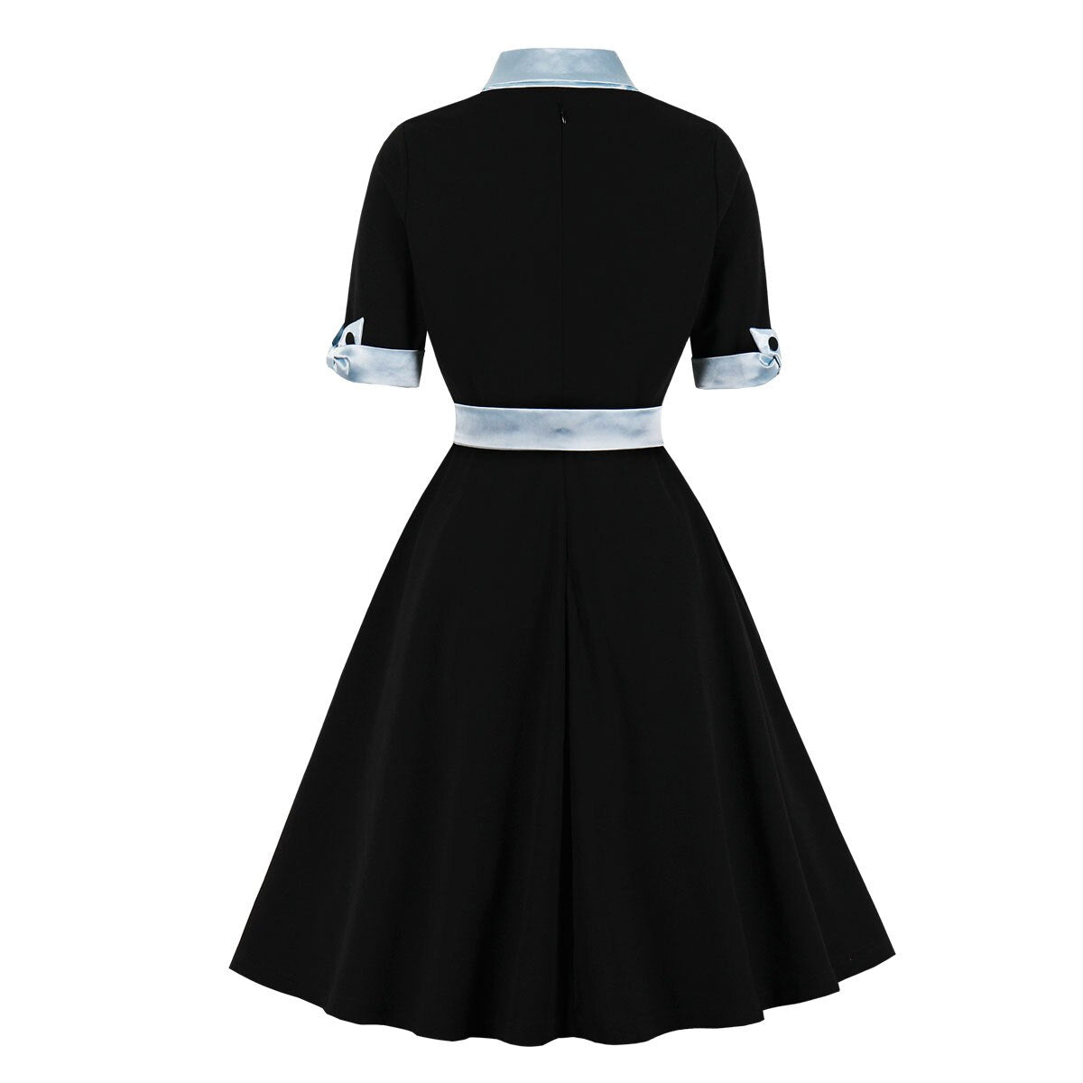 Women Vintage Bow V-Neck Dress Retro Rockabilly 2023 Cocktail Party 1950s 40s Swing Dress Summer Dress Short Sleeves