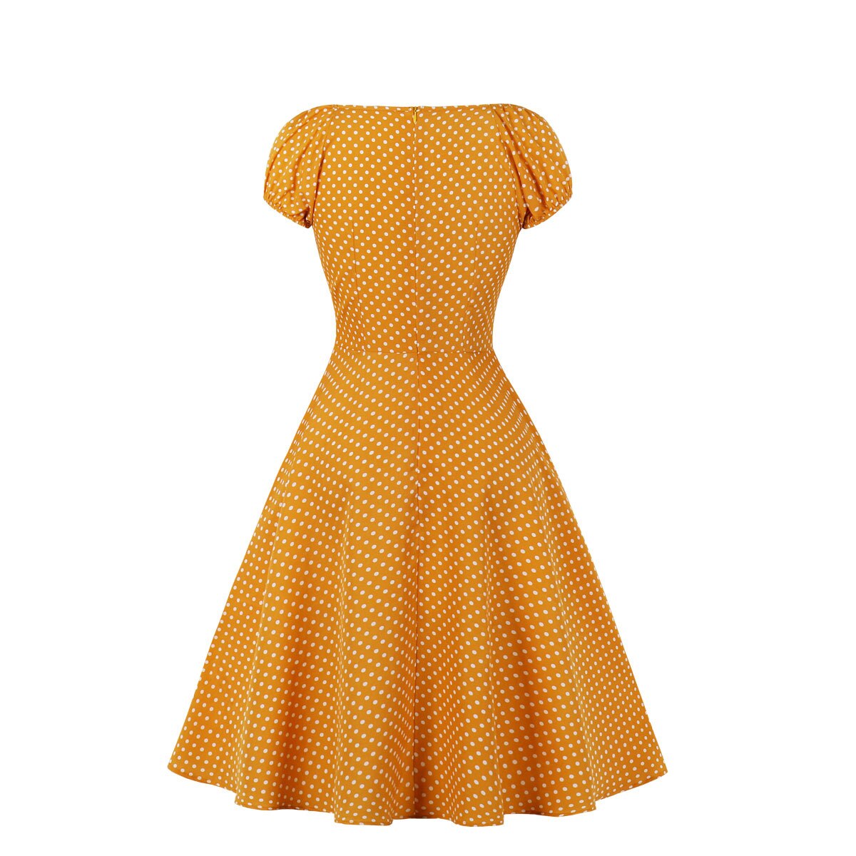 Women Vintage Polka Dot Dress Retro Rockabilly Square Collar Cocktail Party 1950s Swing Dress 2022 Summer Dress Short Sleeves