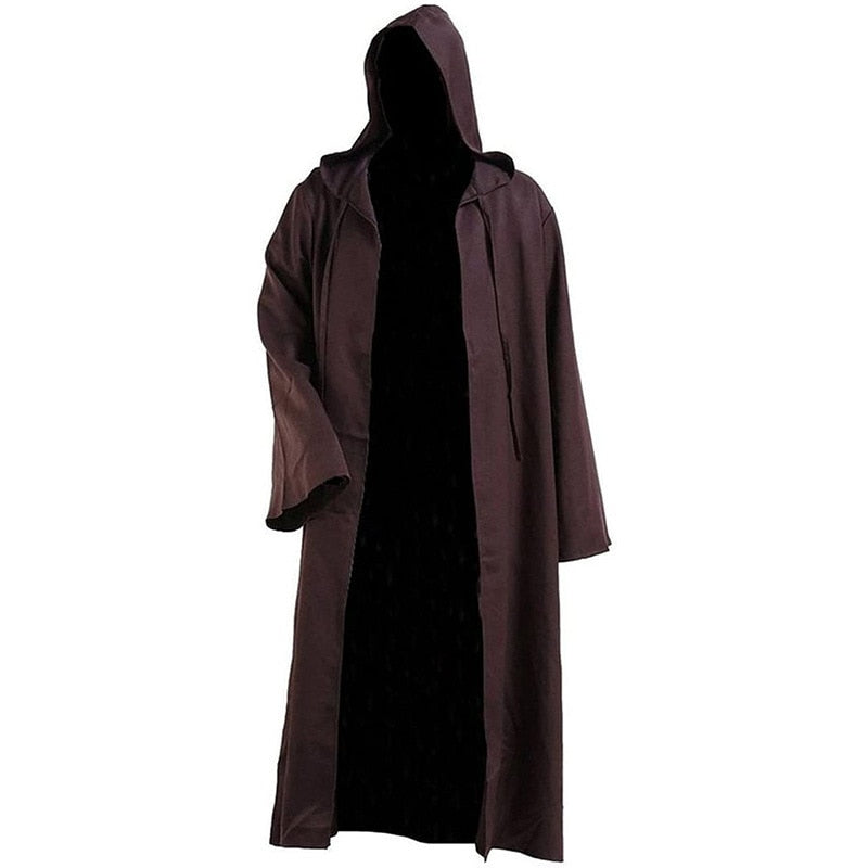 Men Kids Tunic Hooded Robe Cloak Knight Cosplay Costume Wizard Vampire Robe Cloak Cape Monk Fancy Halloween