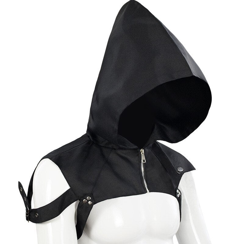 Gothic Steampunk Rogue Hooded Hat Adjustable Arms Buckles Balaclavas Unisex Adults Costume Hooded Cape for Cosplay Halloween