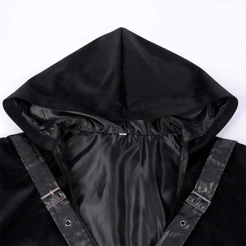 Men Medieval Hooded Robe Cloak Coat Monk Knight Cosplay Costume Velvet Wizard Plague Doctor Gothic Viking Cloak Coat Renaissance