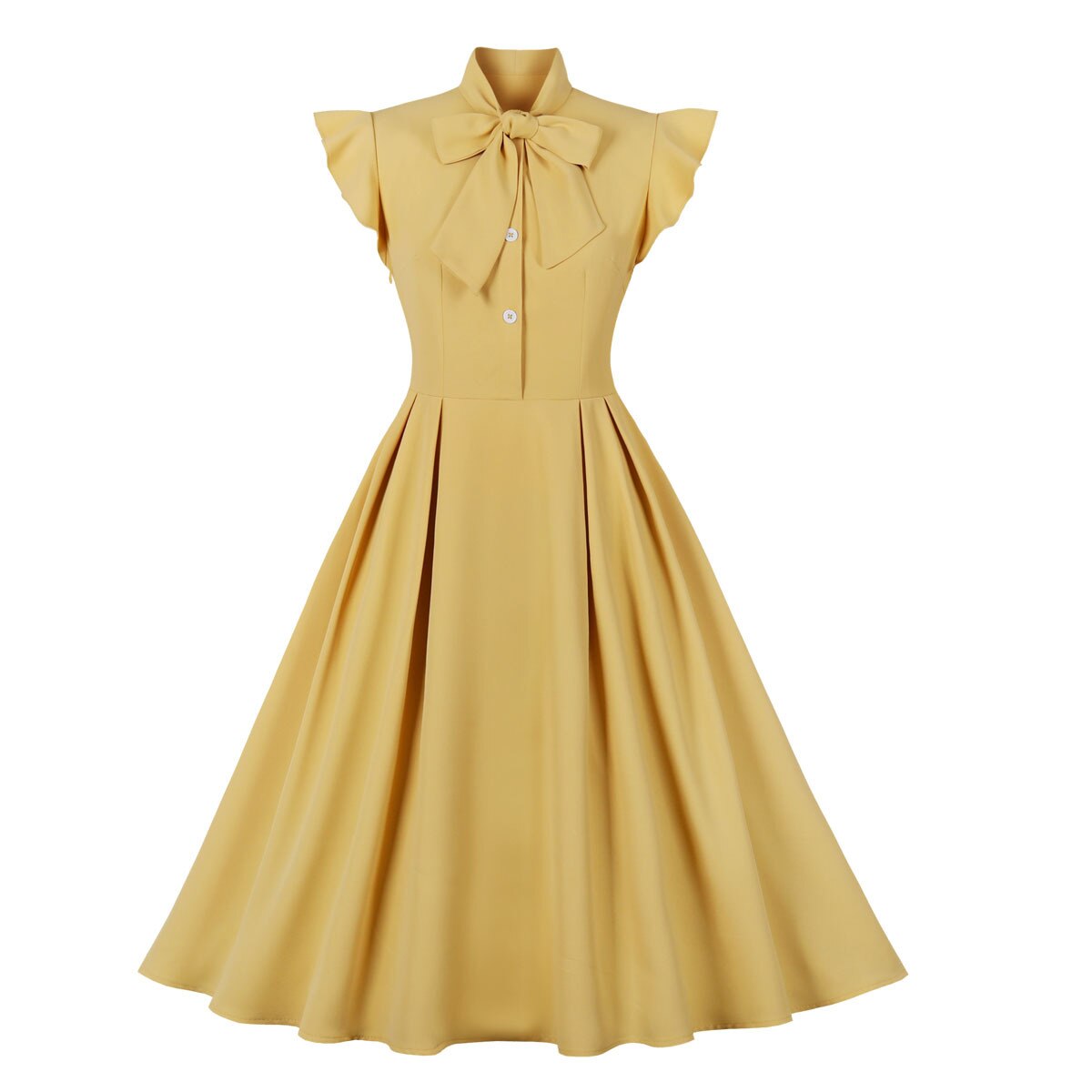 Women Vintage Bow Tie Dress Retro Rockabilly 2023 Elegant Cocktail Party 1950s 40s Swing Dress Summer Dress Short Sleeves