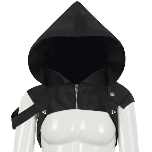 Gothic Steampunk Rogue Hooded Hat Adjustable Arms Buckles Balaclavas Unisex Adults Costume Hooded Cape for Cosplay Halloween