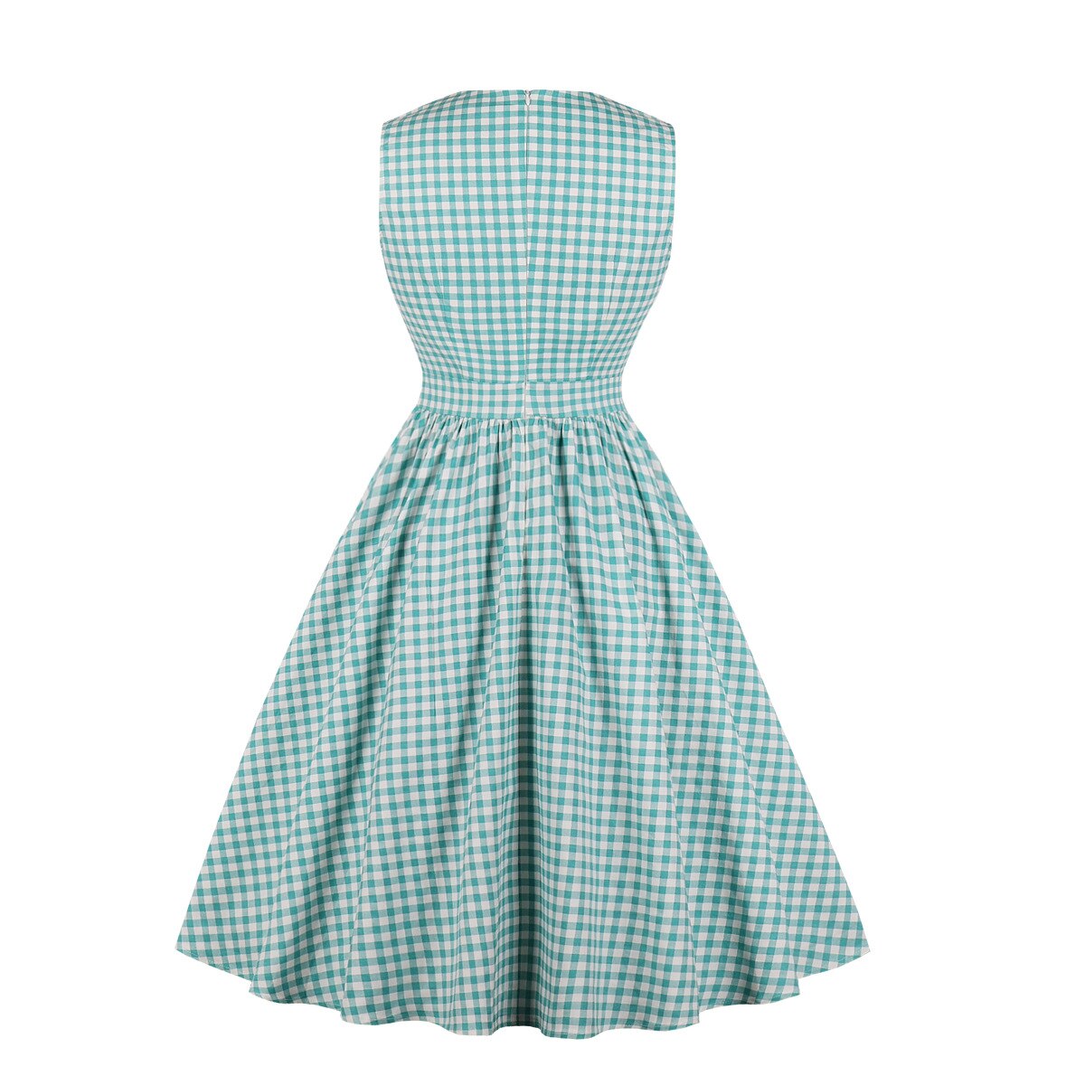 Women Vintage Plaid Dress With Pocket Retro Rockabilly 2023 Cocktail Party 1950s 40s Swing Dress Summer Dress Sleeveless