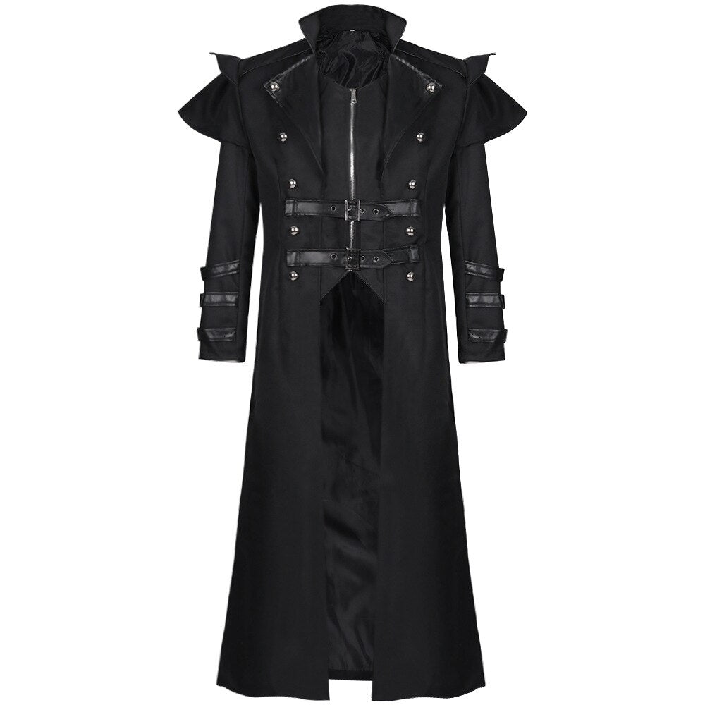 Men Gothic Steampunk Trench Coat Victorian Medieval Renaissance Viking Coat Halloween Vintage Costume