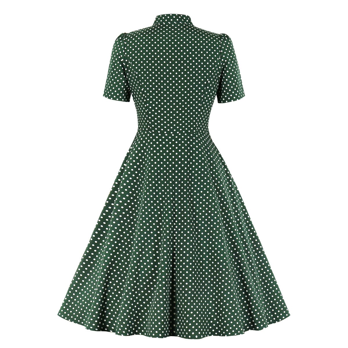 Women Vintage Polka Dots Dress Pleated Rockabilly Cocktail Party 1950s 40s Swing Dress 2022 Casual Dress Short Sleeves