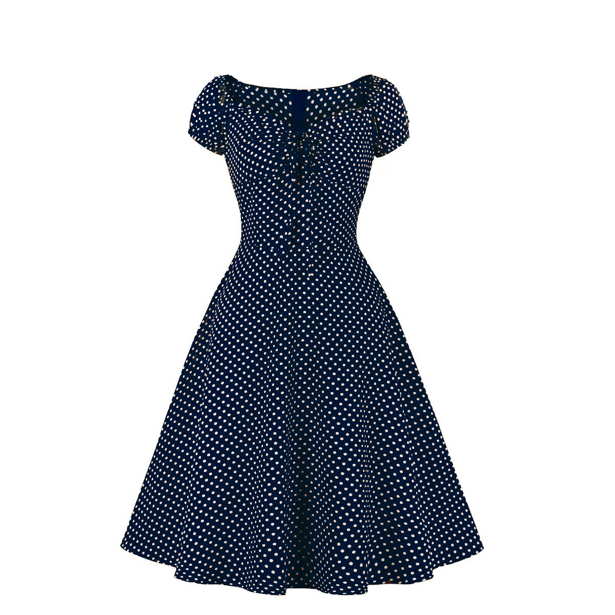 Women Vintage Polka Dot Dress Retro Rockabilly Square Collar Cocktail Party 1950s Swing Dress 2022 Summer Dress Short Sleeves