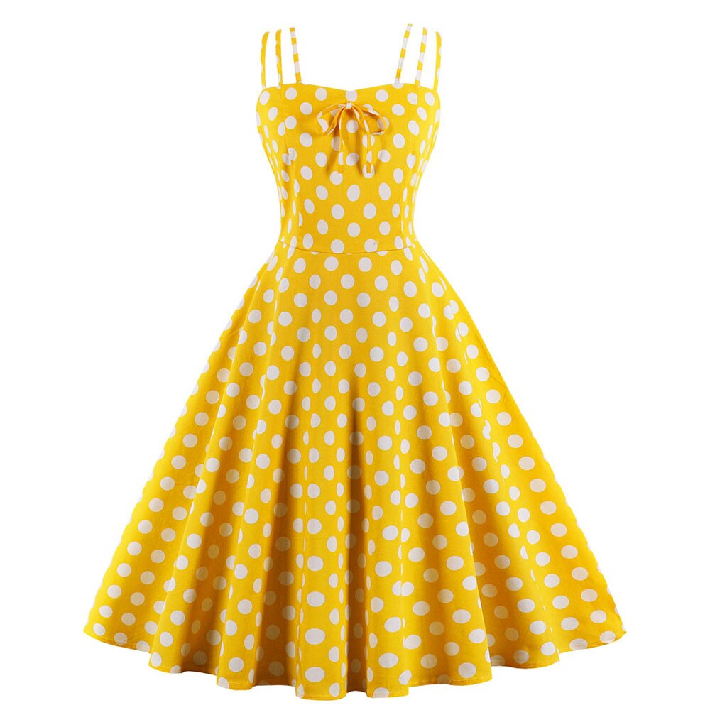 Women Vintage Polka Dot Dress Retro Rockabilly 2023 Strap Cocktail Party 1950s 40s Swing Dress Summer Dress Sleeveless