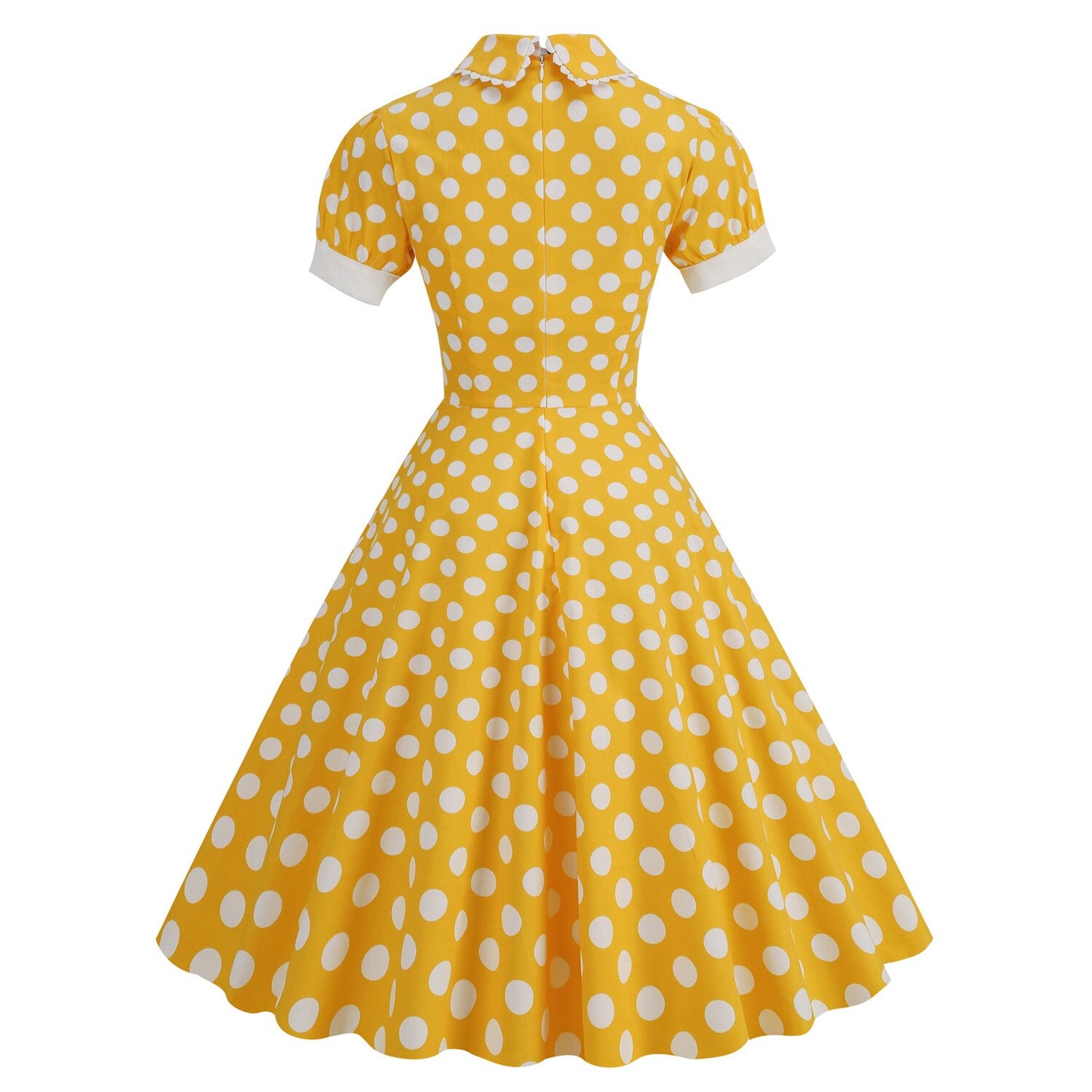 Women Vintage Pater Pan Collar Dress With Pockets Polka Dots Rockabilly Cocktail Party 1950s 40s Swing Dress Summer Dress