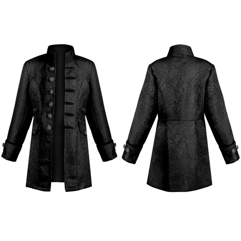 Kids Medieval Renaissance Jacket Coat Halloween Costume Gothic Steampunk Jcquard Brocade Victorian Warlock Jacket Frock Tailcoat