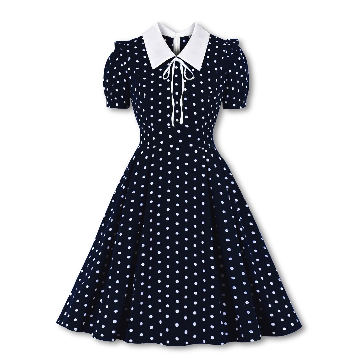 Women Vintage Polka Dot Dress Retro Rockabilly 2022 Cocktail Party 1950s 40s Swing Dress Summer Dress Short Sleeves