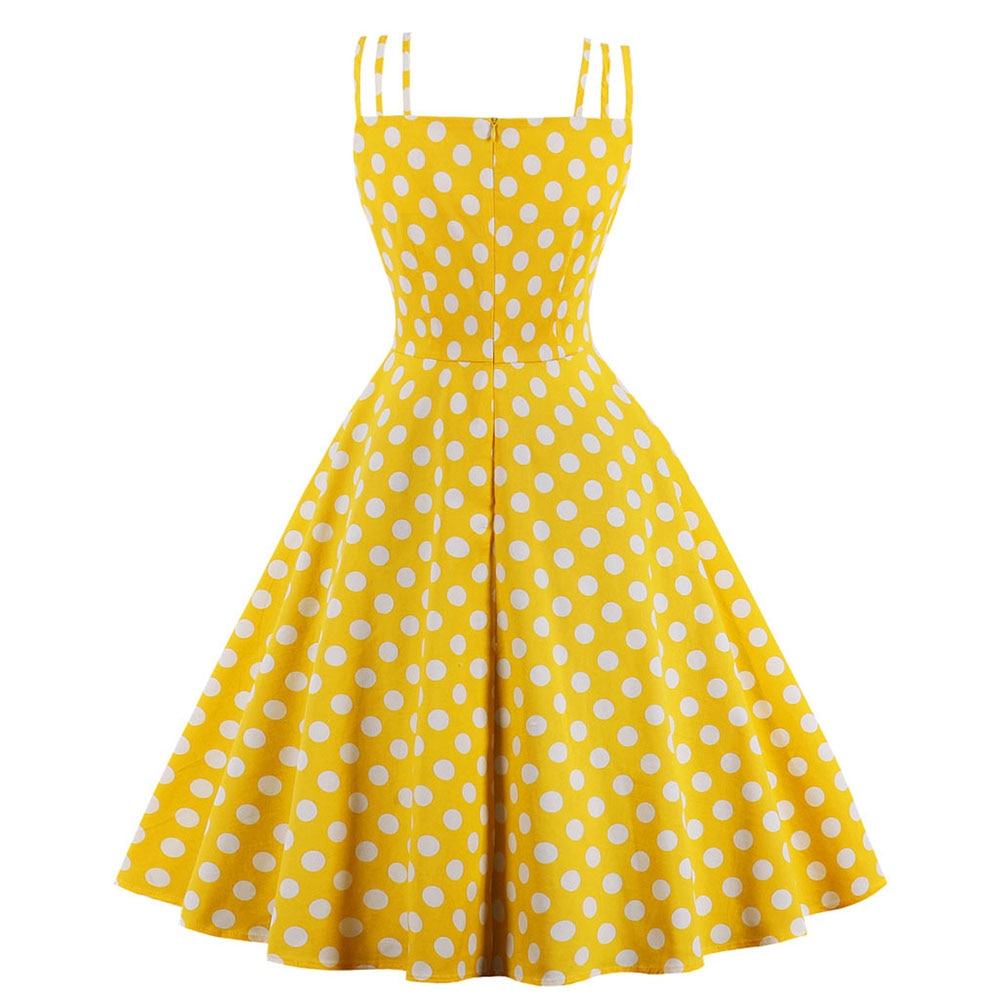 Women Vintage Polka Dot Dress Retro Rockabilly 2023 Strap Cocktail Party 1950s 40s Swing Dress Summer Dress Sleeveless