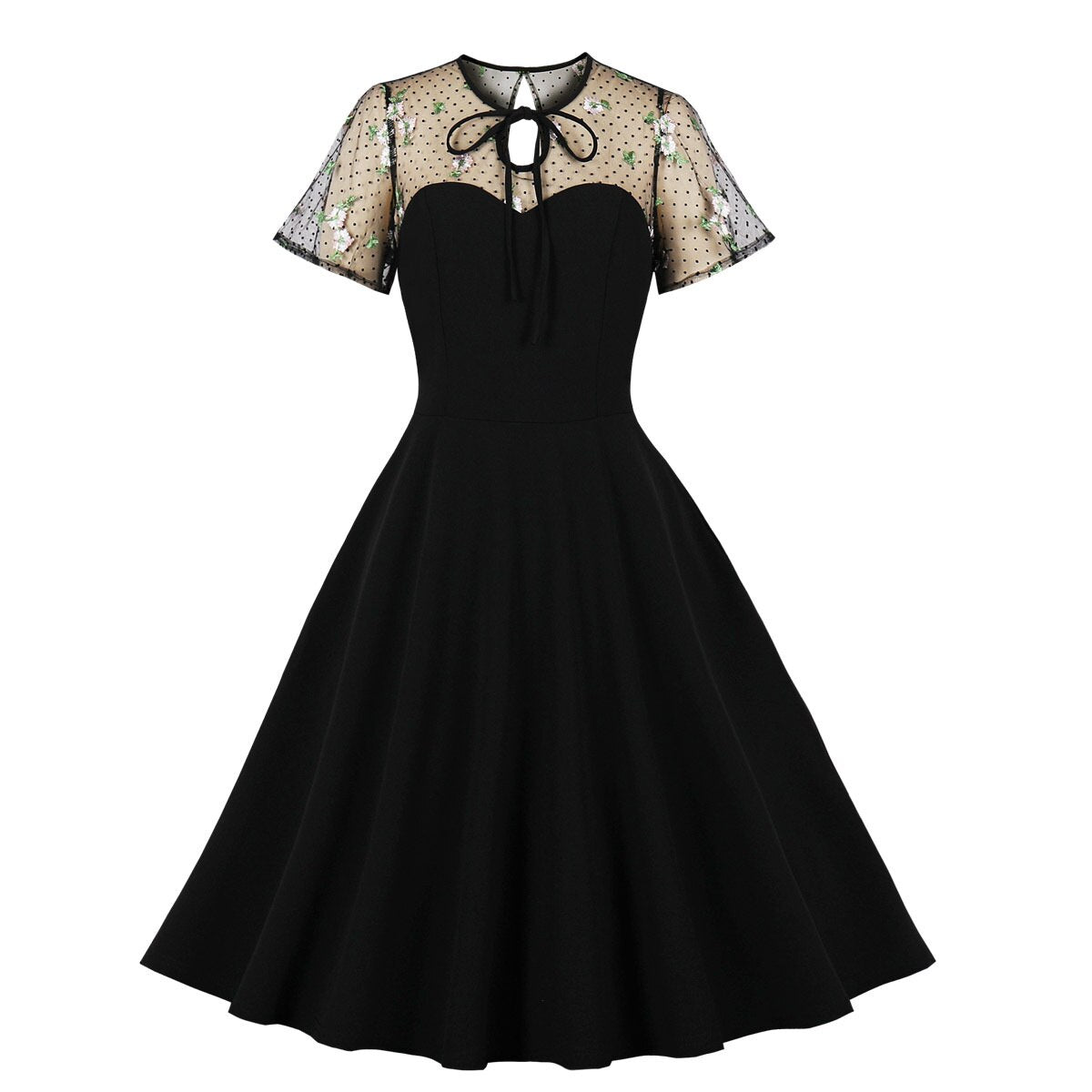 Women Vintage Dress With Pocket Lace Elegant Dress Rockabilly Cocktail Party 1950s 40s Swing Dress Spring Autumn Dress