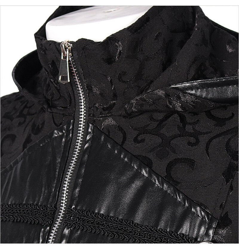 Men Gothic Steampunk Trench Coat Victorian Medieval Renaissance Viking Coat Halloween Vintage Zipper Jacket Costume