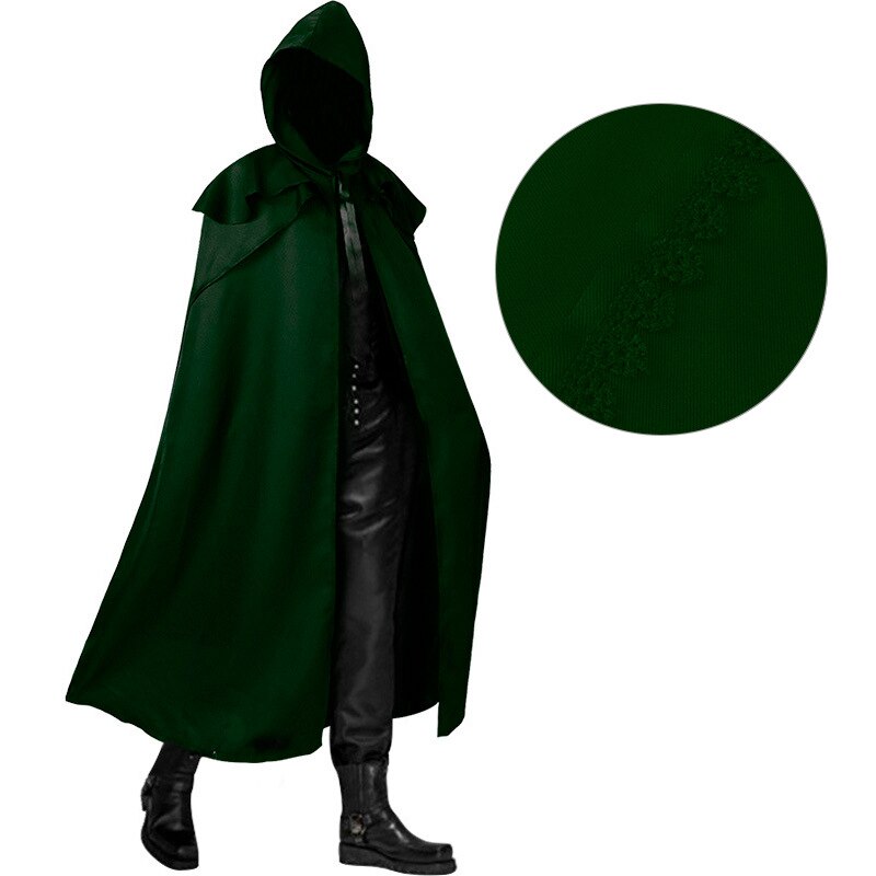 Men Tunic Hooded Robe Cloak Knight Cosplay Costume Wizard Vampire Robe Cloak Cape Fancy Halloween