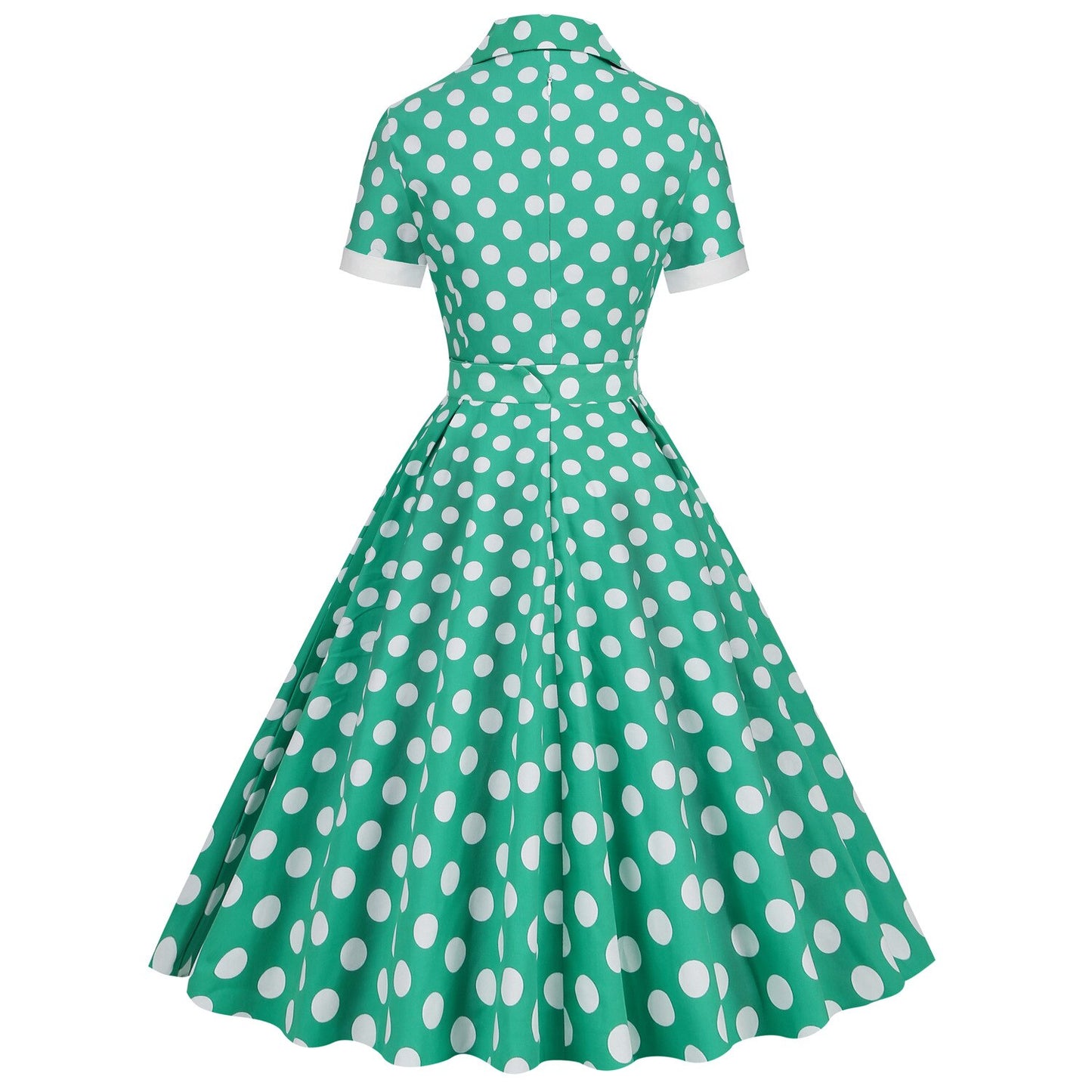 Women Vintage Polka Dots Dress Turn-down Collar Rockabilly Cocktail Party 1950s 40s Swing Dress Summer Dress