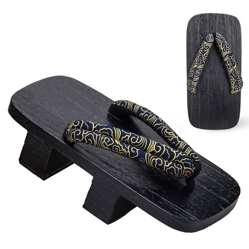 MeetLife Men Japanese Geta Clogs Traditional Samurai Dragon Wooden Flip Flops Two-Teeth Toe Shoes Oriental Sandals Slippers