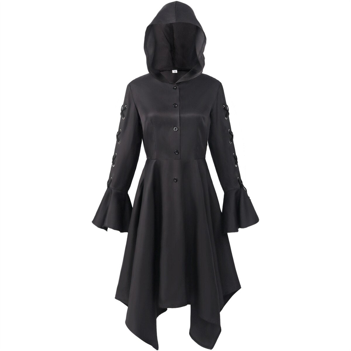 Women Hooded Cloak Dress for Women Plus Size Steampunk Gothic Long Sleeve Halloween Medieval Hoodie Dresses