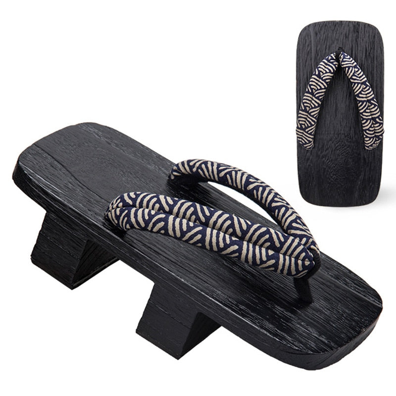 MeetLife Men Japanese Geta Clogs Traditional Samurai Dragon Wooden Flip Flops Two-Teeth Toe Shoes Oriental Sandals Slippers