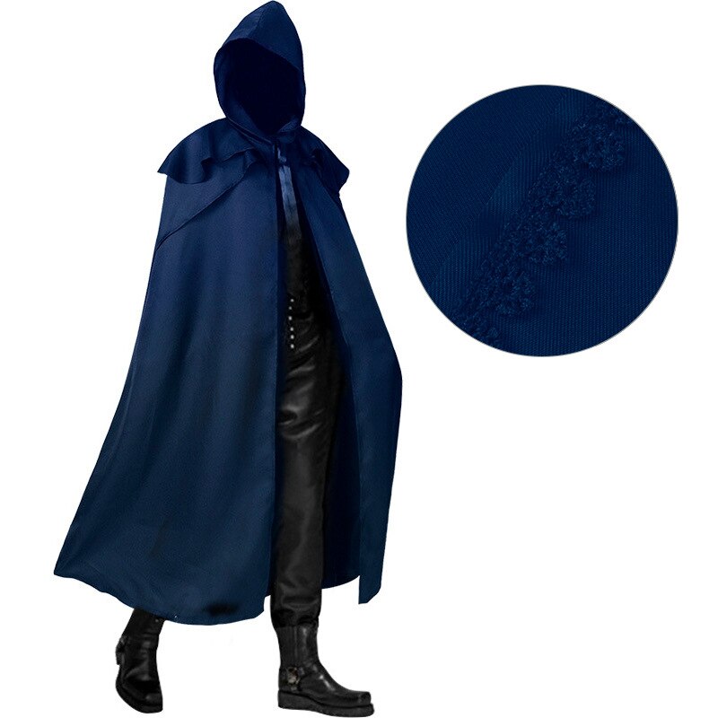 Men Tunic Hooded Robe Cloak Knight Cosplay Costume Wizard Vampire Robe Cloak Cape Fancy Halloween