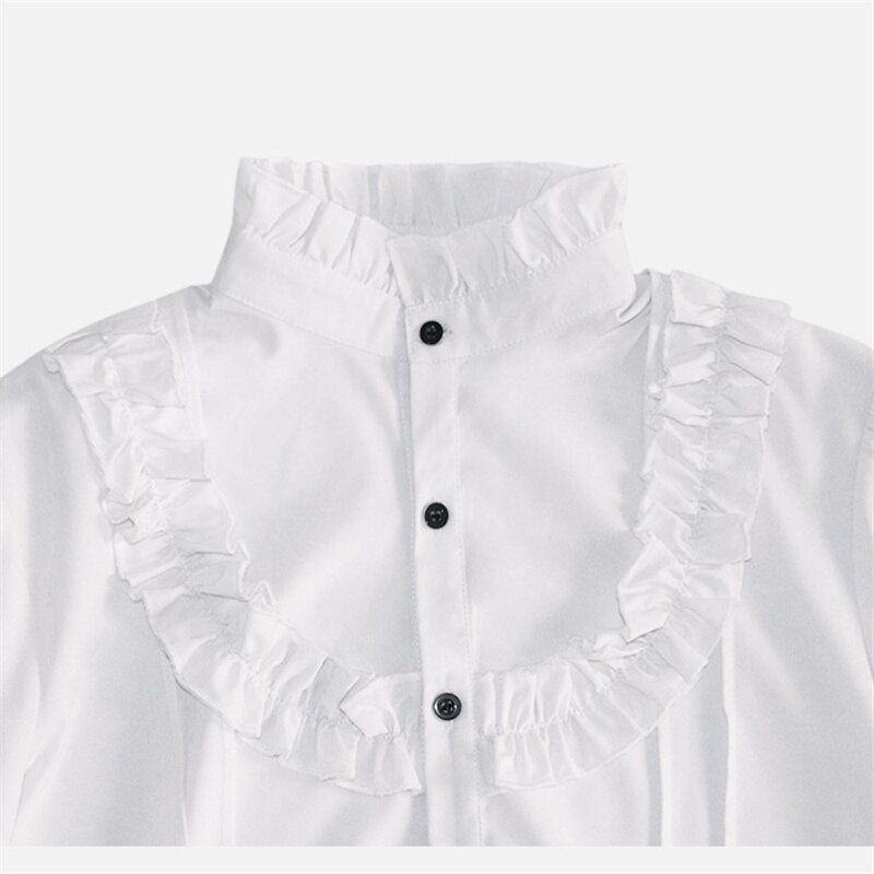 Men Medieval Renaissance Pirate Shirt Victorian Ruffles Steampunk Gothic Retro Button Viking Halloween Costume Vintage Shirt