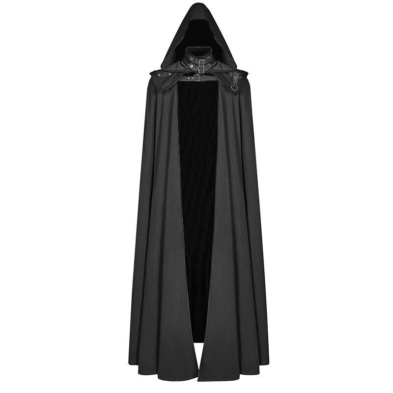 Men Gothic Steampunk Hooded Robe Cloak Tunic Knight Cosplay Costume Wizard Vampire Robe Cloak Cape Monk Fancy Halloween