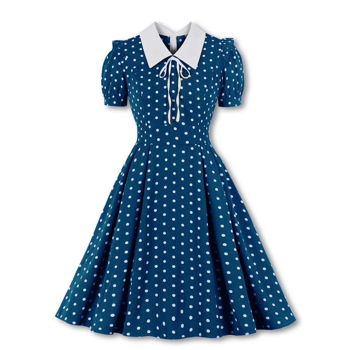 Women Vintage Polka Dot Dress Retro Rockabilly 2022 Cocktail Party 1950s 40s Swing Dress Summer Dress Short Sleeves