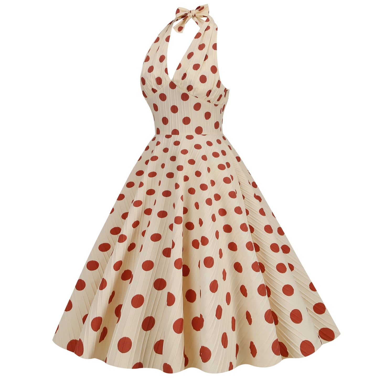 Women Vintage Halterneck Dress Polka Dots Rockabilly Cocktail Party Elegant Dress 1950s 40s Swing Dress Summer Dress