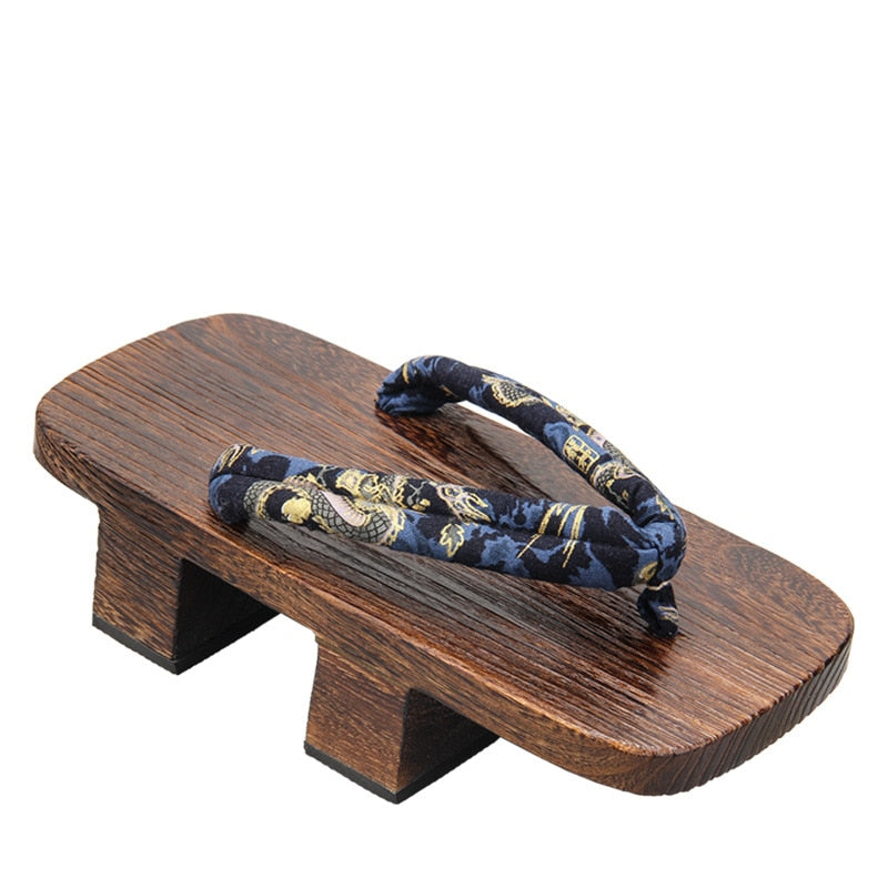 Men Japanese Geta Clogs Traditional Samurai Dragon Kimono Wooden Flip Flops Two-Teeth Toe Shoes Oriental Sandals Slippers